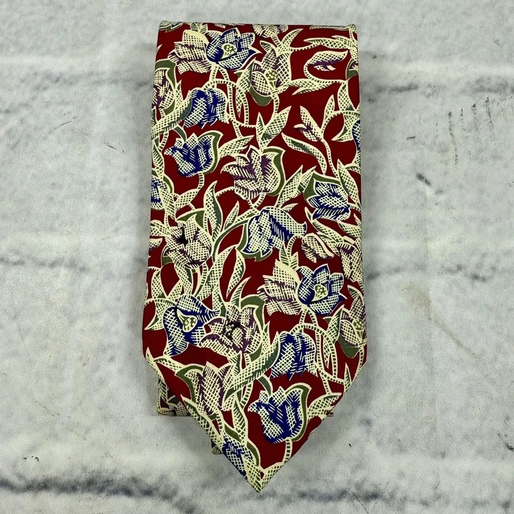 Vintage Christian Dior Monsieur Men's Silk Tie Floral Made‎ in USA 56